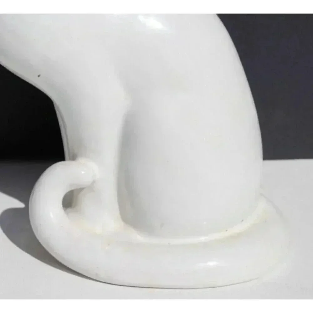 Vtg Ceramic Italian Him / Her White Cats Kitty Pair Set Figurine Sculpture Italy